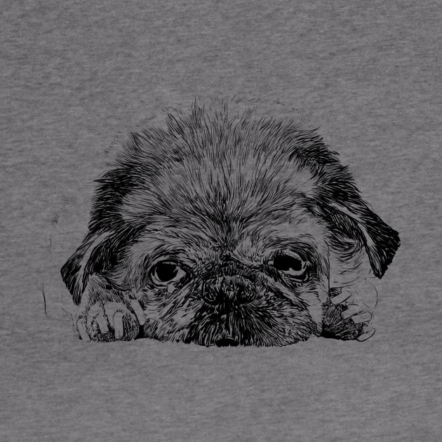 Sad Pug by WendiStrangFrost